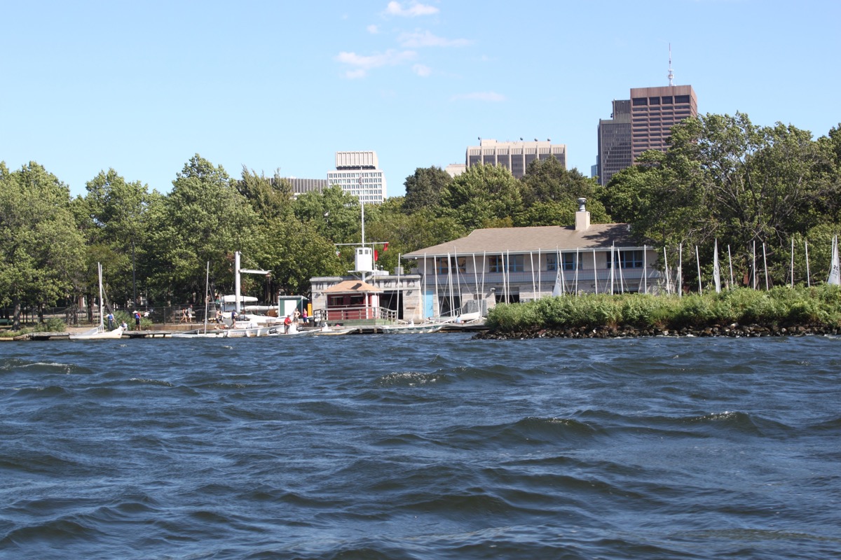 Community Boating boathouse on the Charles River, Boston