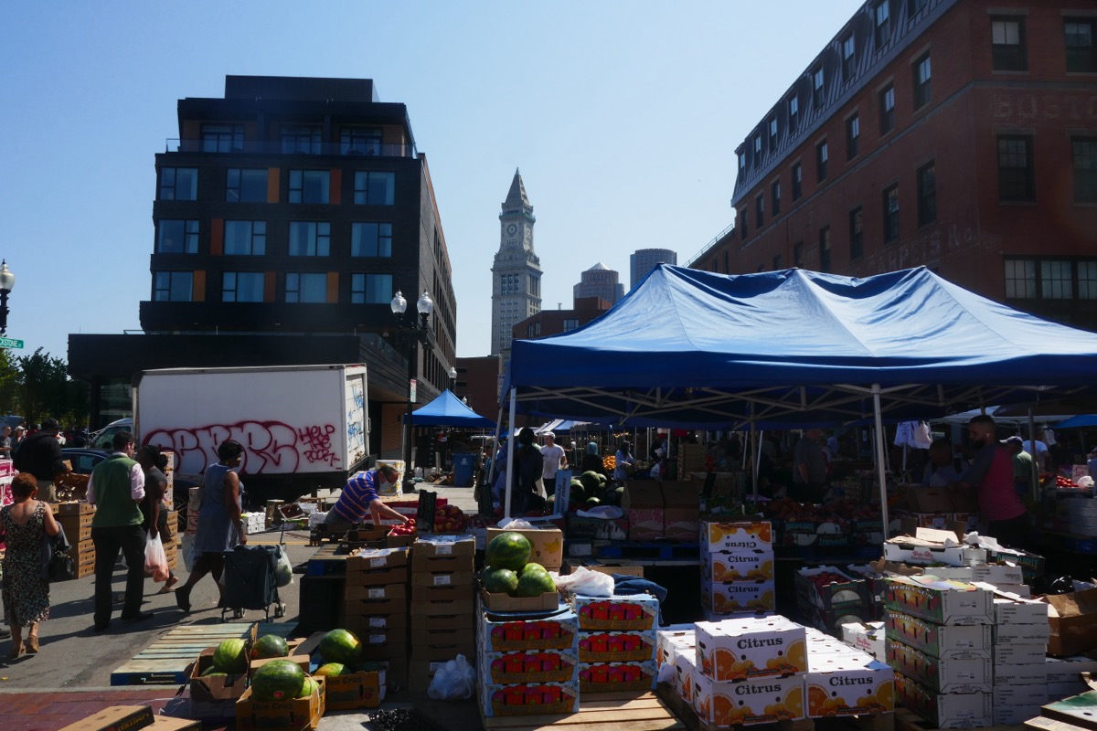 Haymarket open-air produce market, Blackstone Street, Boston