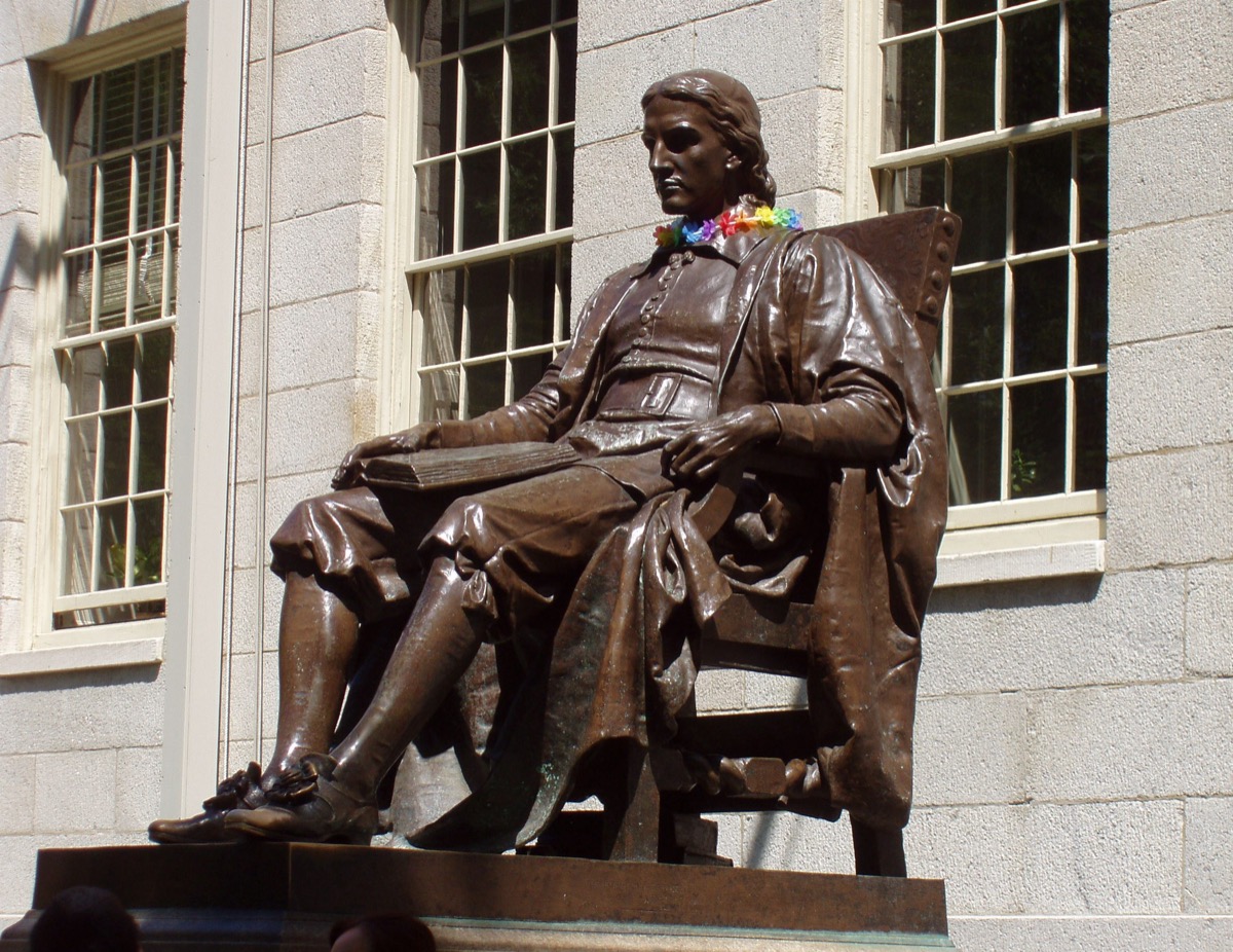 The John Harvard statue, Harvard Yard