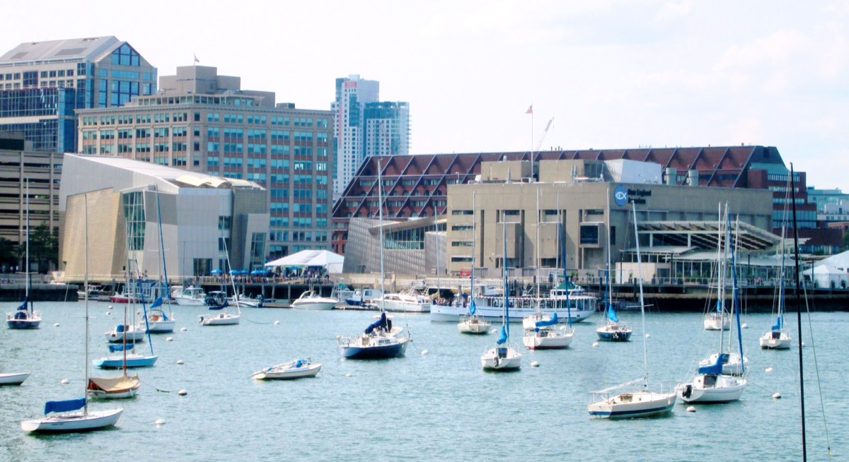 The New England Aquarium from Boston Harbor