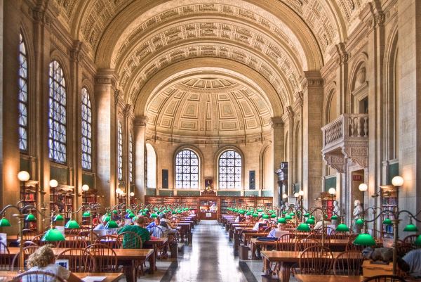 Bates Hall reading room at the Boston Public Library